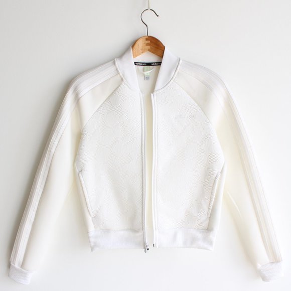 NWOT Adidas Neo Floral White Cropped Track Jacket - Picture 1 of 8